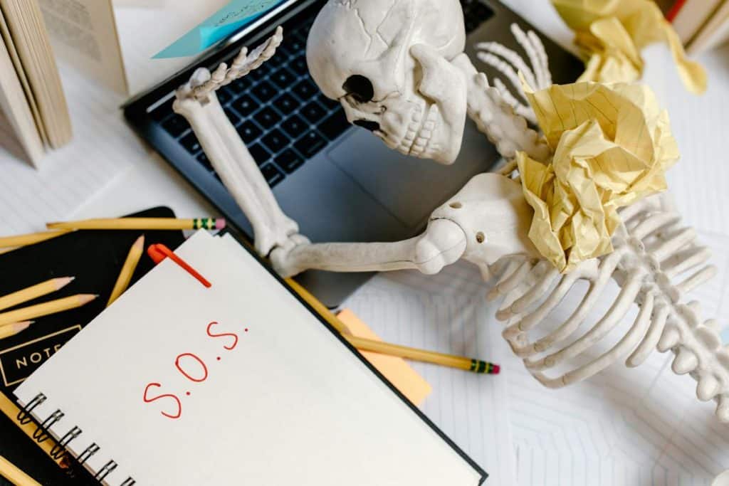 office skeleton message