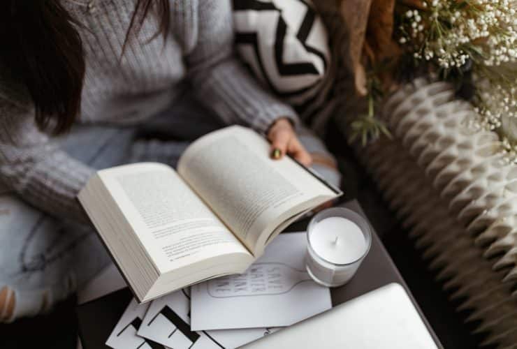 woman reading book